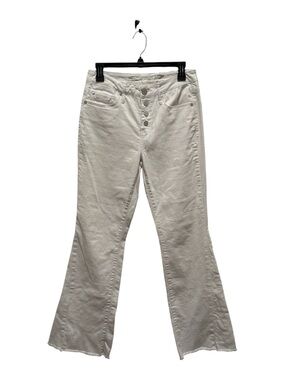 Seven7 White Flare Jeans Size 4 Button Fly Raw Hem Boho Y2K Orig $228